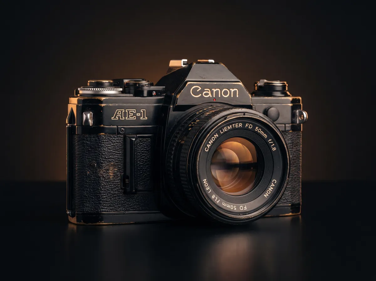A print of a black Canon AE-1 developing in the tray